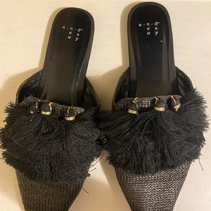 A New Day black slide on flats with tassels